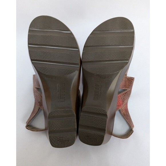 Munro Sandal Mary Jane Brown Snake Print Wedge Adjustable Strap Shoes Sz 6M - Picture 7 of 8